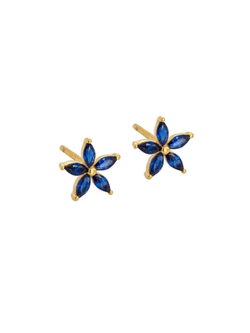 ES2021 [Gold] 925 Sterling Silver Cubic Zirconia Flower Dainty Stud Earring